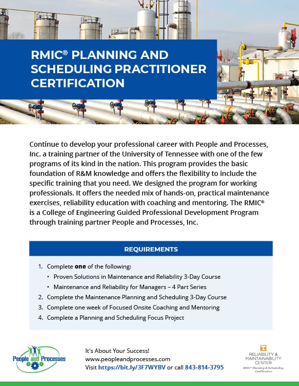 RMIC® Planning and Scheduling Practitioner Certification | People and ...